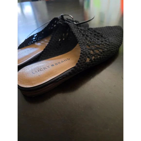 Lucky Brand EUC Clean Girl Coquette Black Woven Mules Clogs Size 7 - Picture 3 of 8